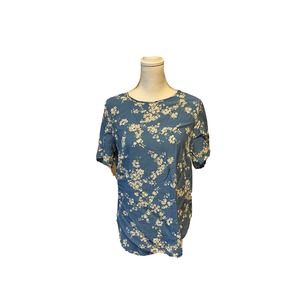GP & J Baker H&M Short Sleeve T-Shirt Size 10 Blue Vintage Floral Print NWOT